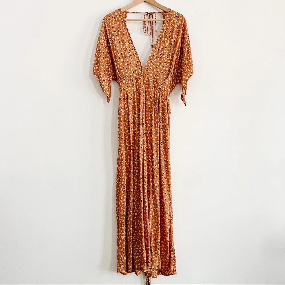 Faithfull The Brand Cedric Jumpsuit Vintage Bloom Peach Floral Women’s Large 8 - Picture 9 of 17
